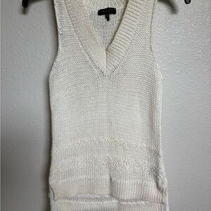 rag & bone Cream Knit V-Neck Sleeveless Sweater